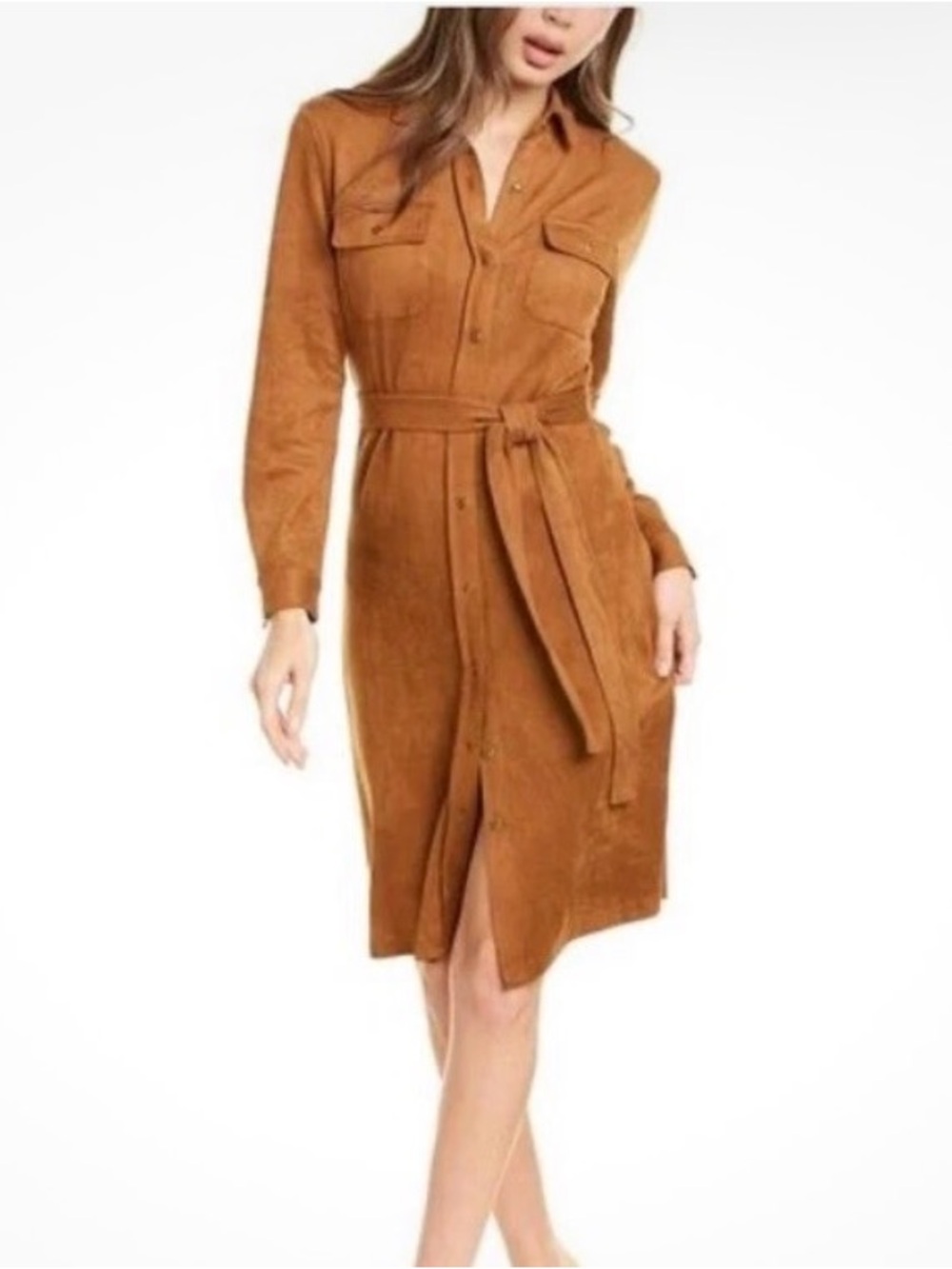 J. MCLAUGHLIN HAARLEM DRESS SOLID FAUX SUEDE BELTED
